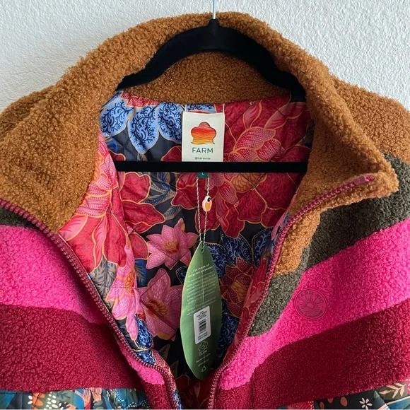 NWT FARM RIO Toucanfly Reversible Floral Print Quilted Puffer Jacket Size L - Picture 9 of 14